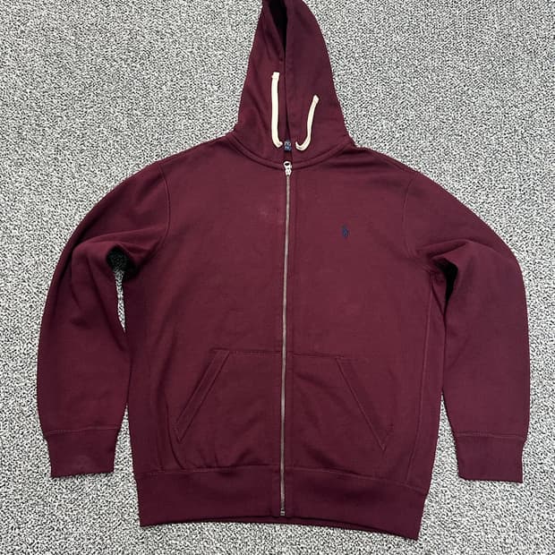 폴로 후드 집업 버건디