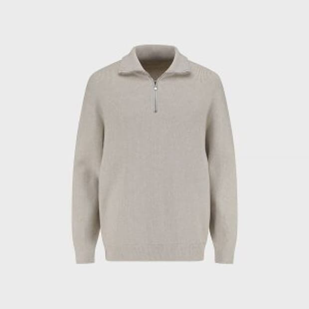 지오지아 루즈핏 반집업 하이넥 니트