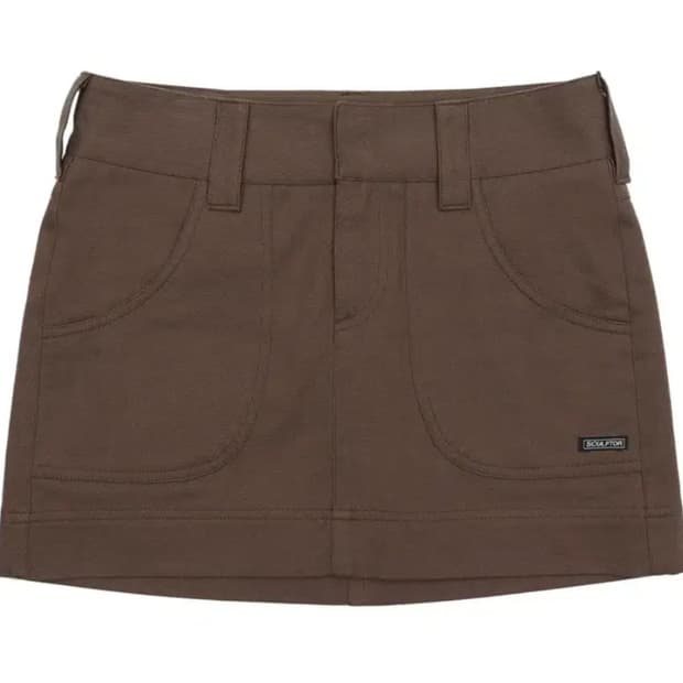 스컬프터 Twill Low-rise Mini Skirt Brown