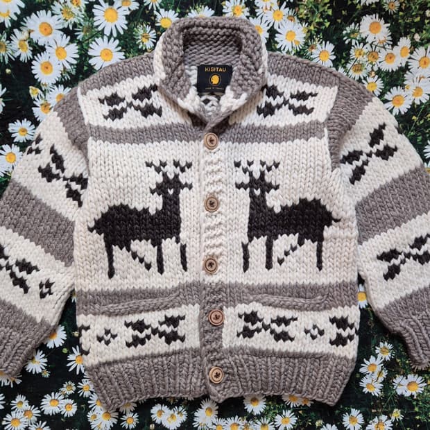 KISITAU 사슴 패턴 캐나다 코위찬 M