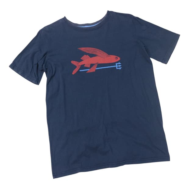 파타고니아 빈티지 플라잉 피쉬 그래픽 네이비 반팔티셔츠 