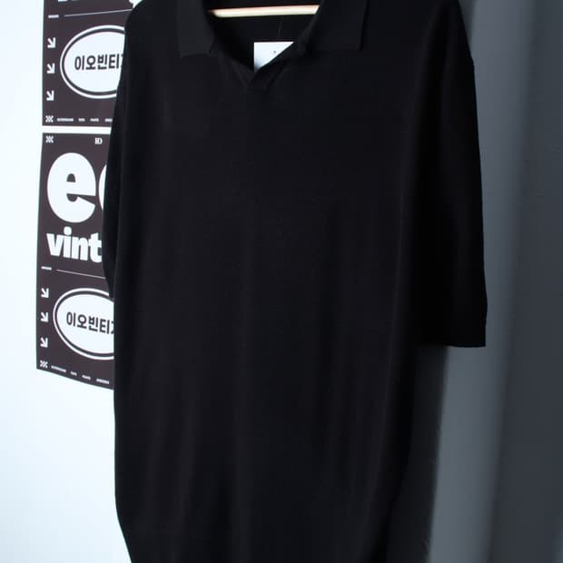 (XL-2XL) 키뮤어 반팔 카라 티셔츠 니트 빅사이즈 무지-H32063