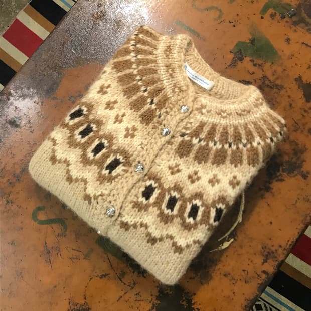 VTG 빈티지 노르딕 패턴 울 라운드넥 가디건 남성 105 여성 오버핏