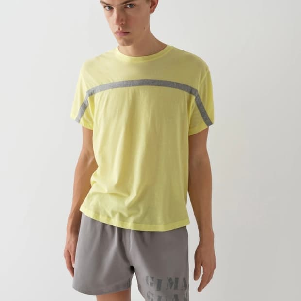 [L,XL]기마구아스 Thomas 라인 티셔츠/옐로우