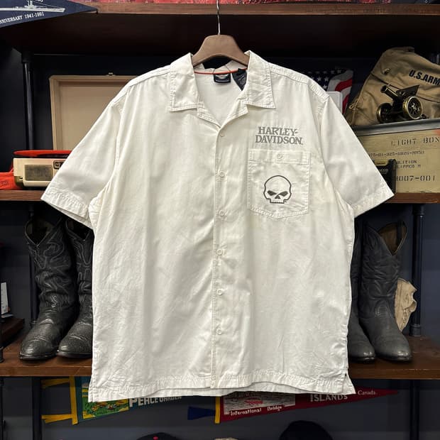 할리데이비슨 실버틱 윌리.G스컬 엠브로이드 반팔셔츠 N1245