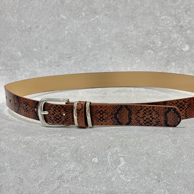 Oribell 뱀피 파이톤 가죽 미니멀 가죽 벨트