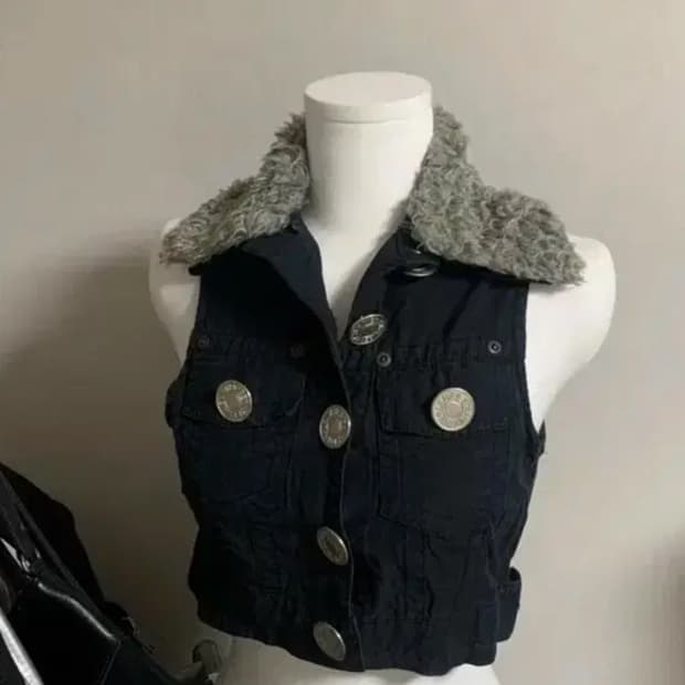 빈티지 갸루 퍼 조끼