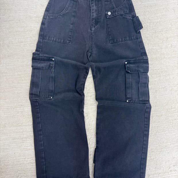 •Japnese vintage 블랙 워시드 카고 데님 팬츠