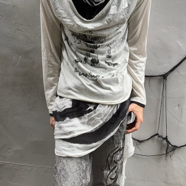 *Rare* Jpn 펑크 00s 버닝쇼 레이어드 롱슬리브