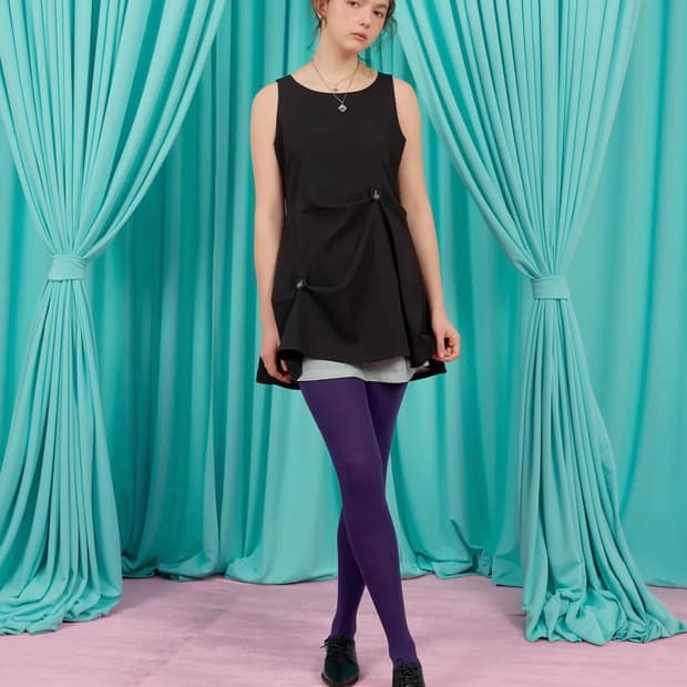 헤레틱 BUTTON FLARED MINI DRESS