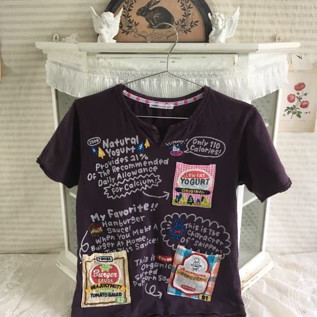 일본빈티지 rough 퍼플 패치 너드 포켓 티셔츠