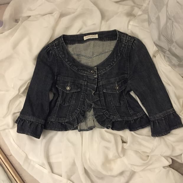 L’est Rose 레스트로즈 로걀 모리걸 데님 볼레로 숏자켓