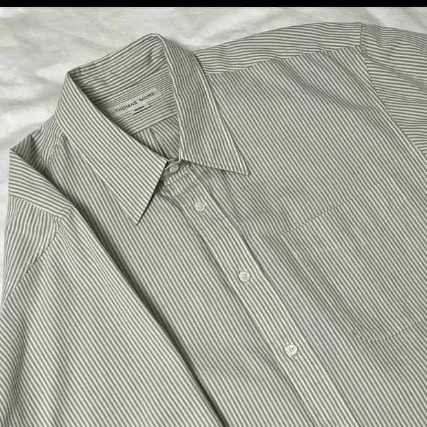 토마스모어 프렌치 스트라이프 셔츠 - 그레이 그린 s