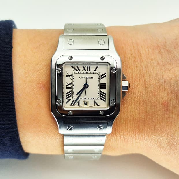 까르띠에 산토스 갈베 스틸 라지사이즈 