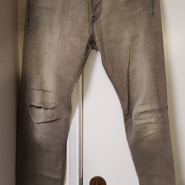 R13 워시드그레이 슬림핏 데님팬츠