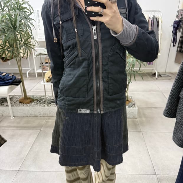 지스타로우 코튼 바이커 후디드 자켓