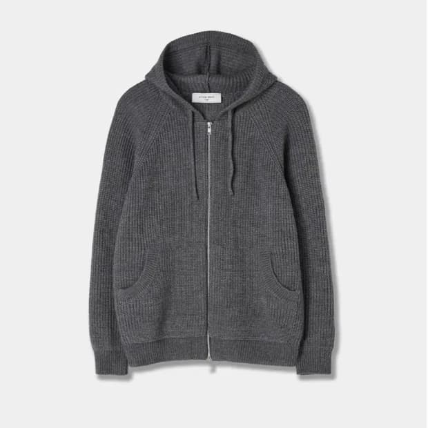 애프터프레이 니트 후드집업 그레이 L