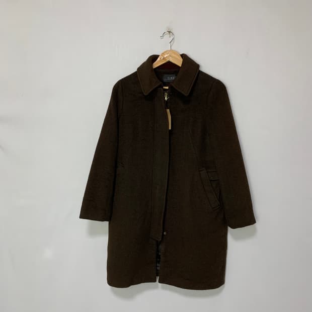 TIME 타임 한섬 빈티지 모직 코트 다크 브라운