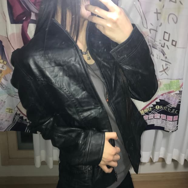 재패니즈 블랙 레더자켓