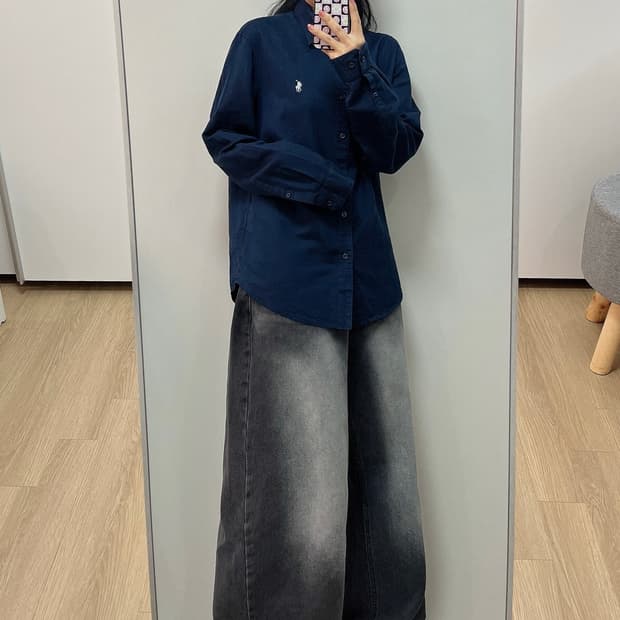 폴로 랄프로렌 자수포니 린넨 네이비 셔츠 남방
