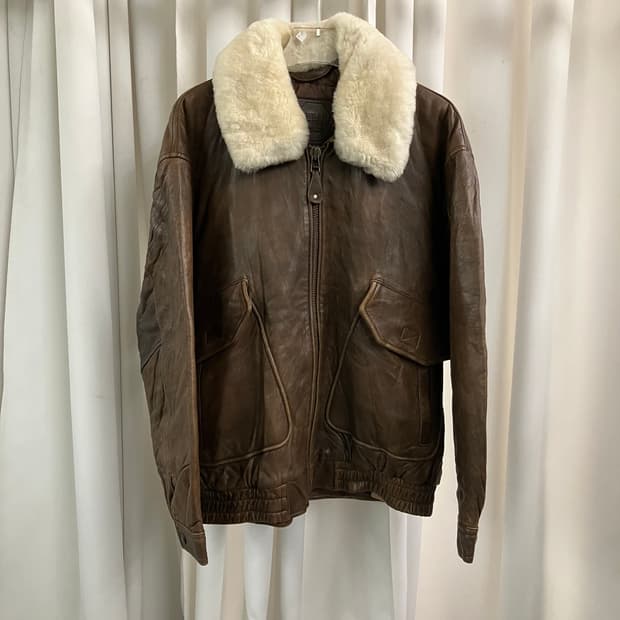 Urban Express 브라운 G-1 양가죽 봄버 자켓 L