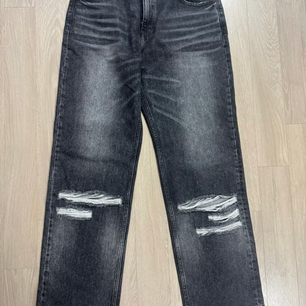 RECTO 데미지 디스트로이드 흑청 워싱진 L