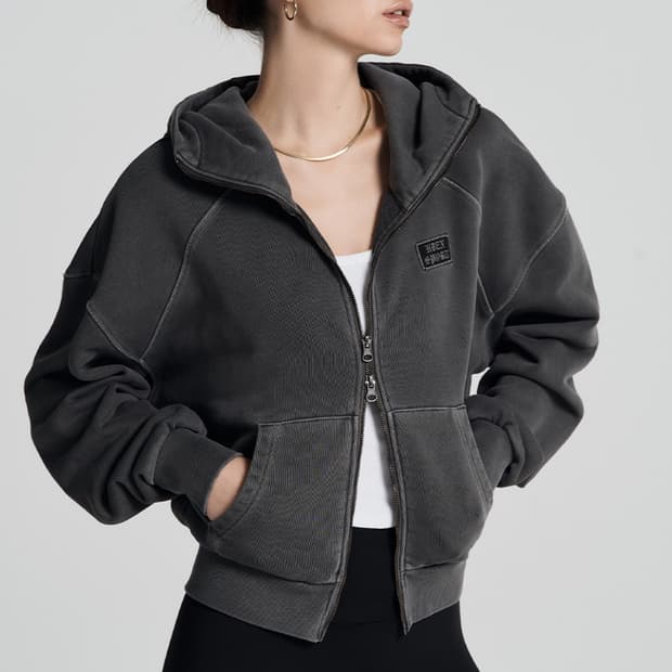 HDEX Womens Pigment High Neck Zip-up Hoo