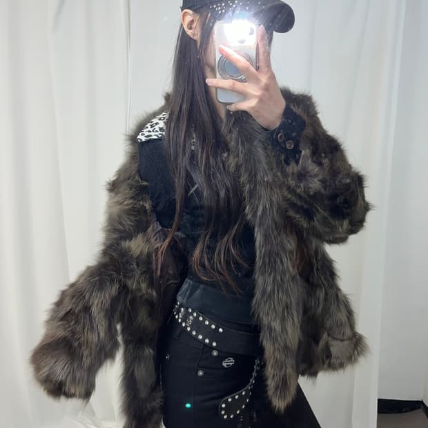 다크브라운 폭스퍼 자켓