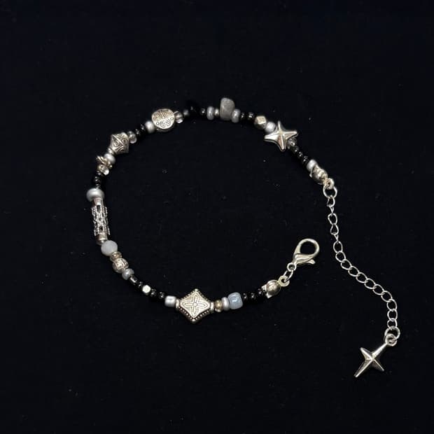 핸드메이드 비즈 팔찌 Blak/Silver 035