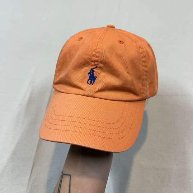 폴로 랄프로렌 주황색 볼캡 모자 가죽스트랩 정품