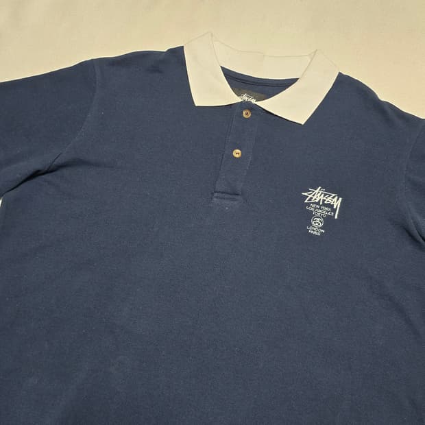 M스투시 네이비 월드투어 반팔 카라티