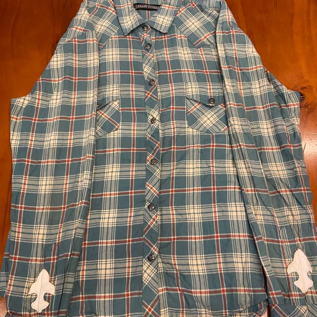 크롬하츠 레더패치 플란넬 셔츠 사이즈 L