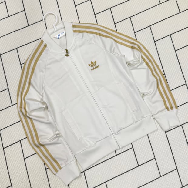 여성 85 / 아디다스 희귀 화이트 골드 백로고 져지 트랙탑