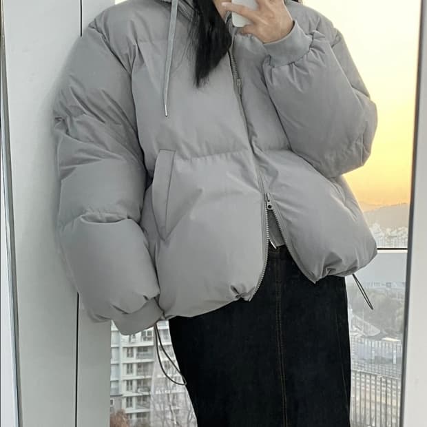 무드인사이드_남녀공용 푸퍼 숏패딩_그레이M
