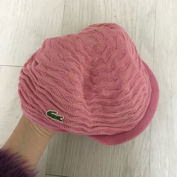 라코스테 연분홍(핑크) 니트 헌팅캡 빵모자