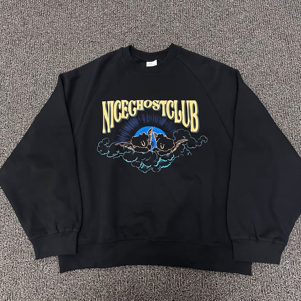 NICEGHOSTCLUB 기모 맨투맨 티셔츠 블랙 M