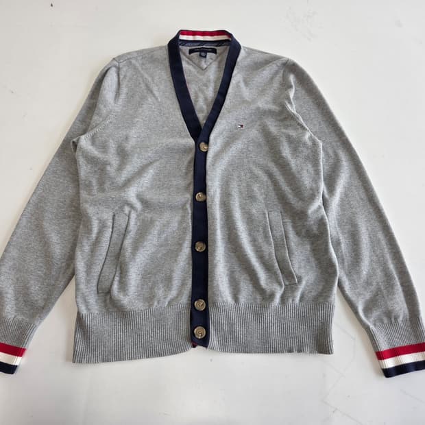 타미힐피거 니트 가디건 그레이/네이비 L/G
