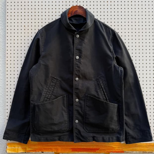 80s FRENCH AIR FORCE MILITARY 블랙몰스킨워크자켓