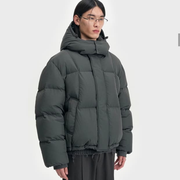 25FW 벨리에 크로스 라인 후디드 구스 다운 슬레이트그레이