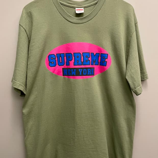 (L)23s Supreme 슈프림 뉴욕 프린팅 코튼 반팔티셔츠 그린