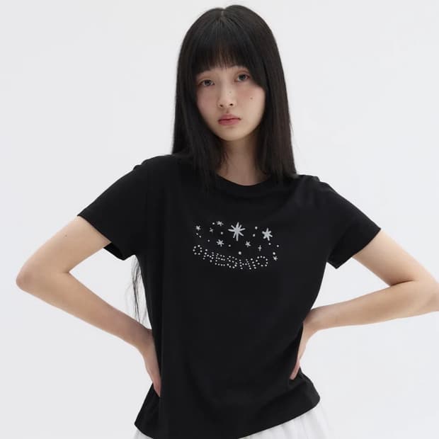 STAR LOGO T-SHIRT, BLACK