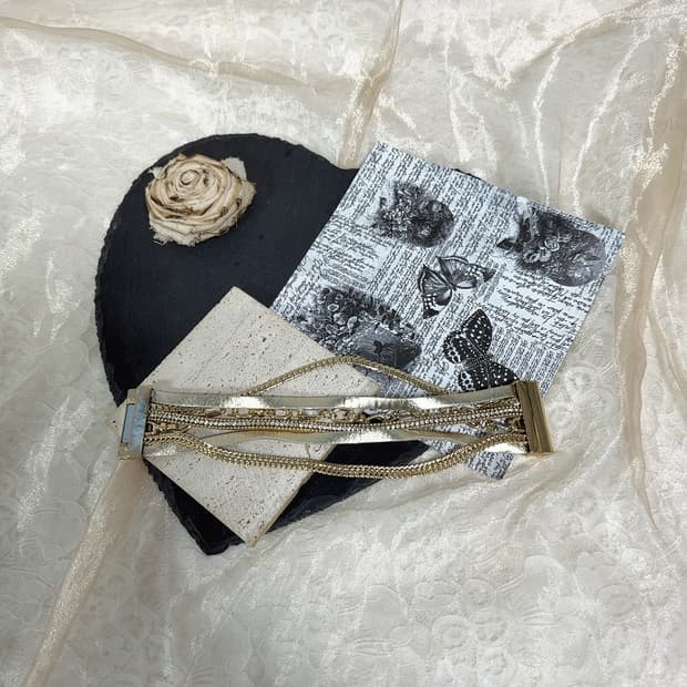 빈티지 쇠가죽 오리엔탈 레이어드 팔찌