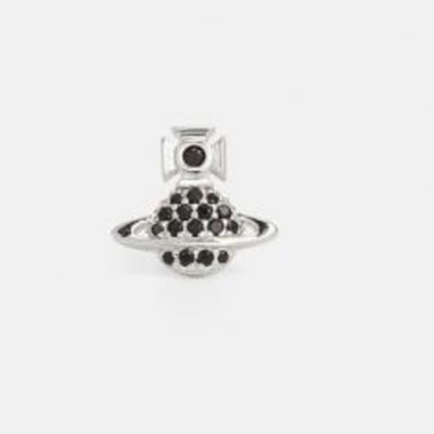 비비안웨스트우드 타미아 싱글 스터드 유니섹스 이어링 실버블랙 큐빅