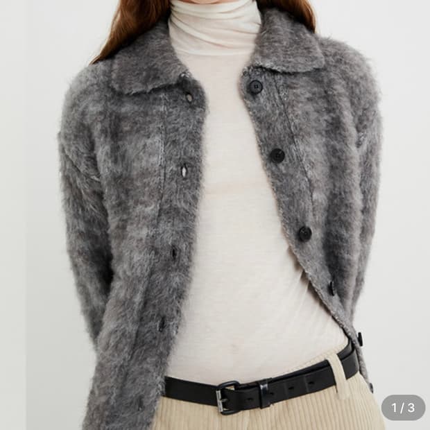 문선 알파카 가디건 그레이