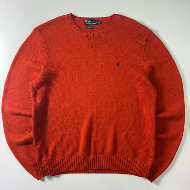 Polo  폴로 랄프로렌 90,s 자수 코튼 오렌지 니트 