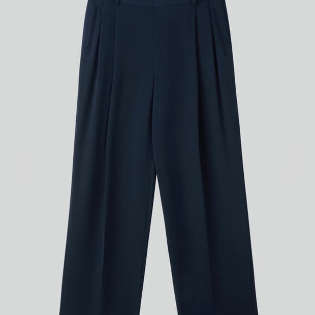 [S] 새상품 렉토 플루이드 턱 디테일 수트 팬츠 네이비