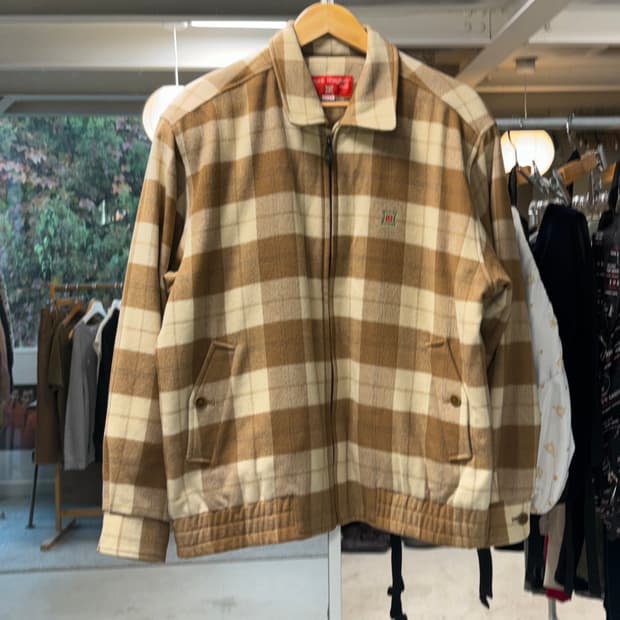 빈티지 체크 울 봄버자켓