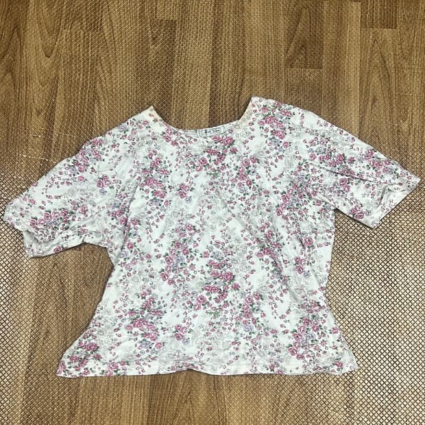 플라워 패턴 면 반팔티