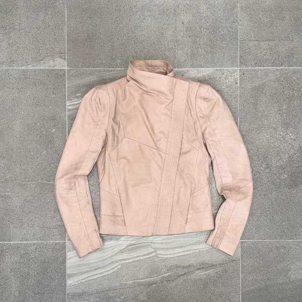 Maje pink lamb skin suede high neck jk