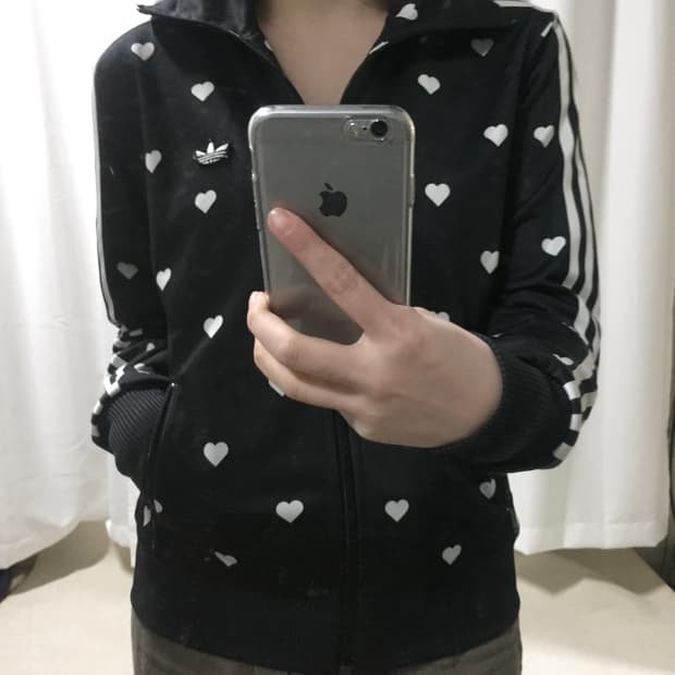 아디다스 블랙 하트 도트 땡땡이 트랙탑 져지